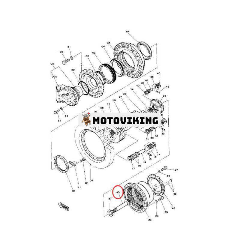 Sun Gear Prop Shaft 2020862 för Hitachi Excavator EX200 EX220 RX2000