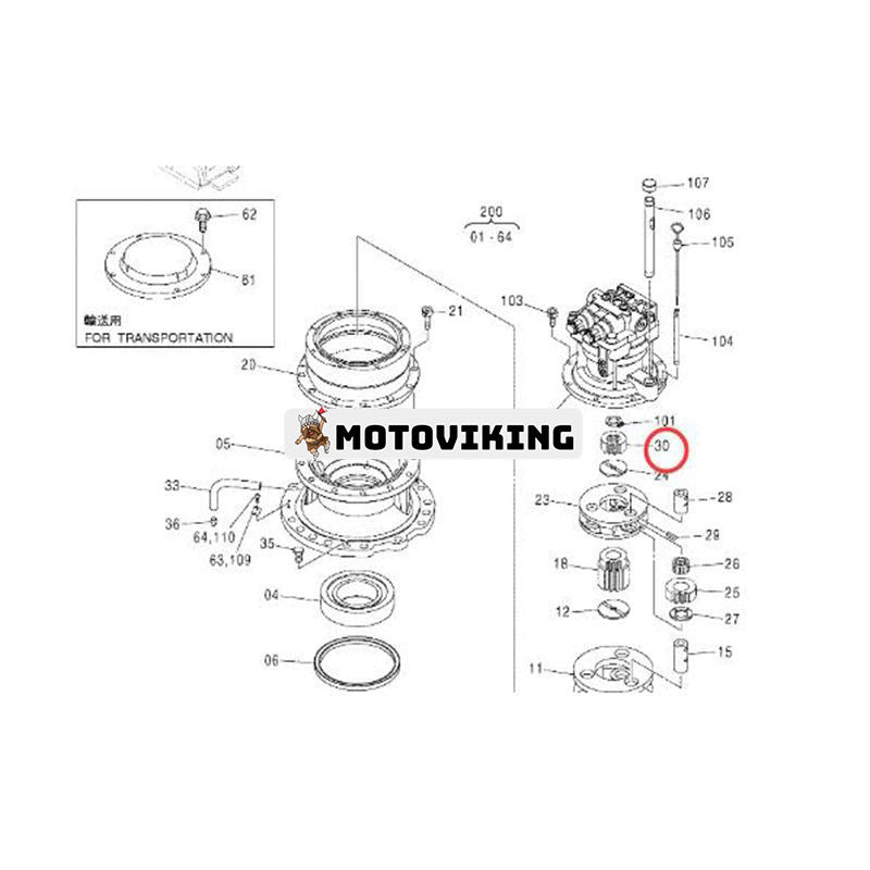 Sun Gear 3084056 för Hitachi Grävmaskin ZX180LC ZX200 ZX200-3 ZX210H ZX210K ZX210W ZX220W-3 ZX450 ZX450H ZX450-3F