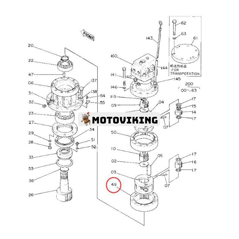 Kugghjulsring 2024077 för Hitachi grävmaskin EX60-1 EX60G EX60 EX60 EX60G EX60SR EX60UR EX60WD