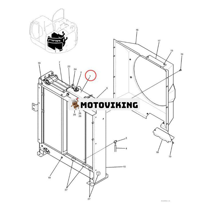 Vattentankkylare YB05P00019S001 för New Holland Grävmaskin E235BSR E235BSRLC E235BSRNLC
