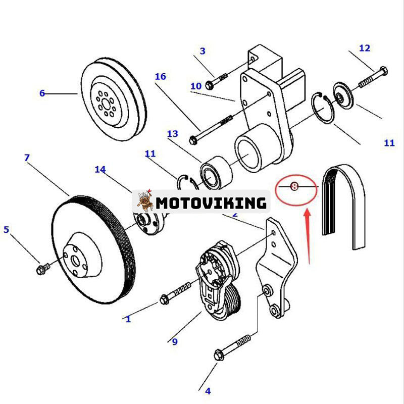 Flerspårsrem 6732-82-3630 för Komatsu PC300LC-6LE PC300HD-6LE PC300LC-6LC PC300HD-6LC PC300HD-6MH grävmaskin