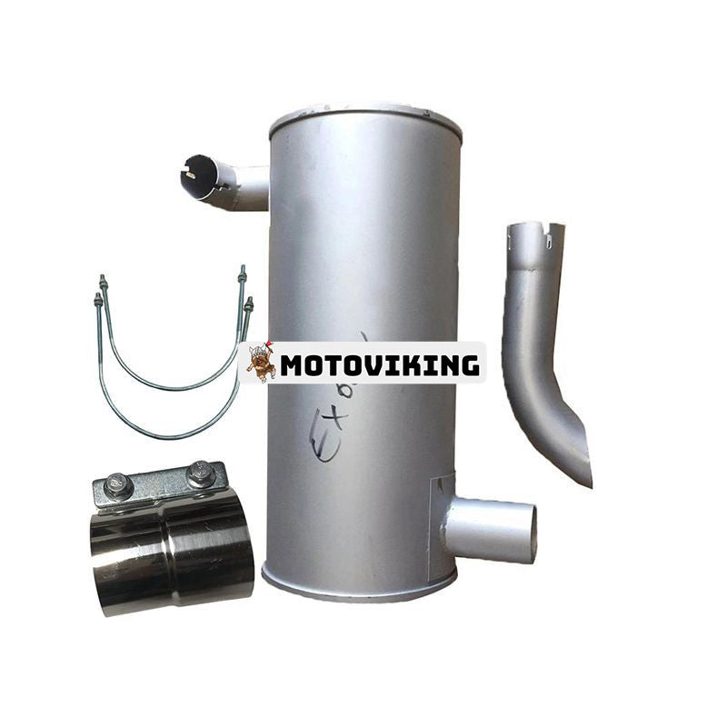 Ljuddämpare 4196421 med klämma 4108754 och 2st U-bult 4140612 för Nissan Engine FD33 Hitachi grävmaskin EX60 EX60G EX60SR EX60-1