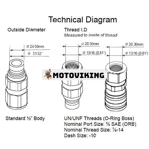För Volvo MC60 MC70 MC80 5/8" SAE Flat Face Hydraulisk snabbkopplingssats