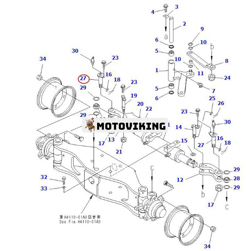 Parallellstagsstift 3EB-24-32360 för Komatsu gaffeltruck FD20-25-14 FD20H-25H-14 FD20J FD20L FD25J-14 FD25L-14 FD28-14 FD30-14