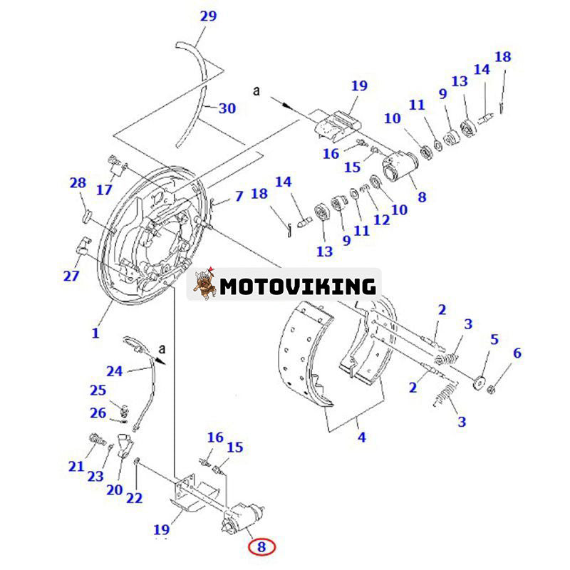 Hjulcylinder 3FE-30-21100 för Komatsu Gaffeltruck FD115-8 FD115-7 FD100-8 FD100-7 EX50