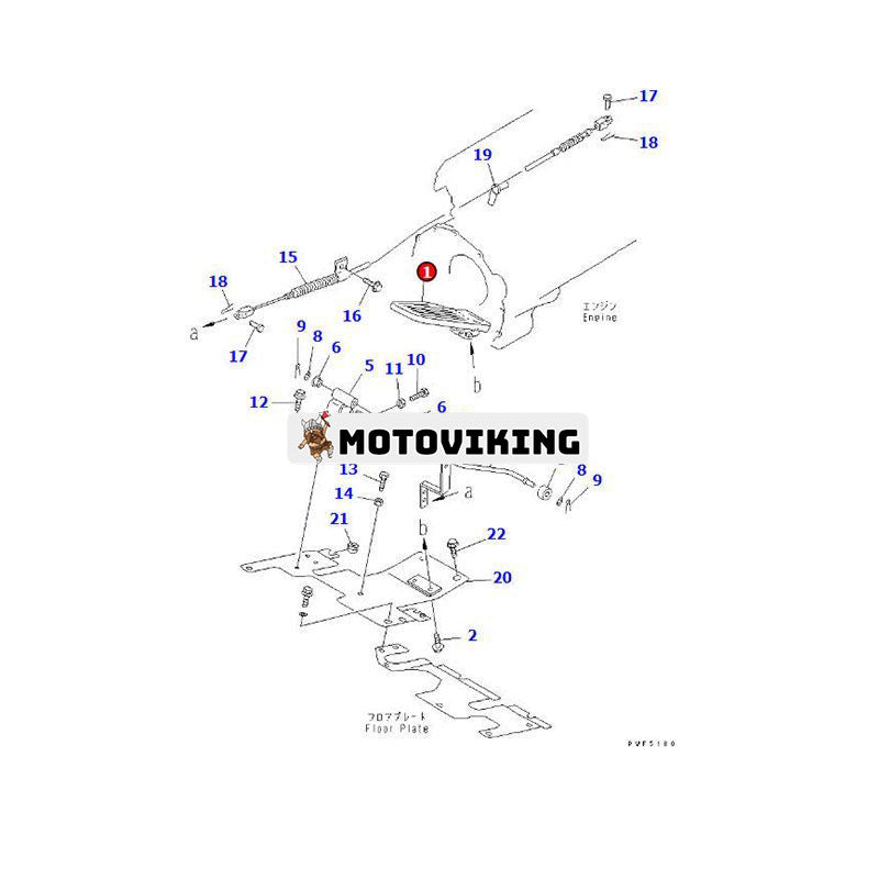 Gaspedal 3BA-50-51541 för Komatsu CX20 FB20/25EX FD15-17 FD18-17 FG15H-17 FG45-7 FG70-7 SD10-5 SD15-5 SG10-5 SG15-5