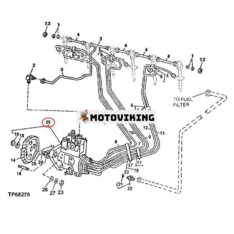 Bränsleinsprutningspump RE67597 för John Deere Engine 6068T Grävlastare 710D