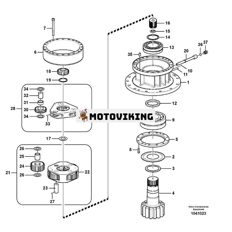 Svängväxellåda VOE14640501 för Volvo Grävmaskin EC330B EC340D EC350D EC700C EC700CHR