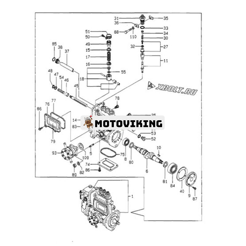 Bränsleinsprutningspump 719910-51350 för Yanmar Engine 3TNE82A
