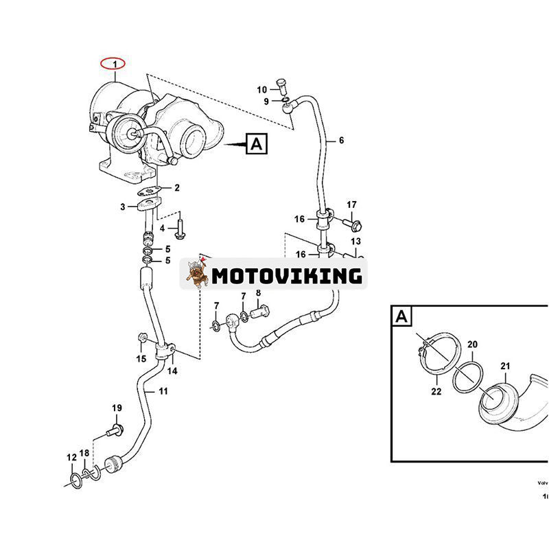 Turboladdare VOE22920126 för Volvo Engine D4 Grävmaskin EC140E EC160E EC180E EC200E ECR145E EW140E EWR150E EWR170E
