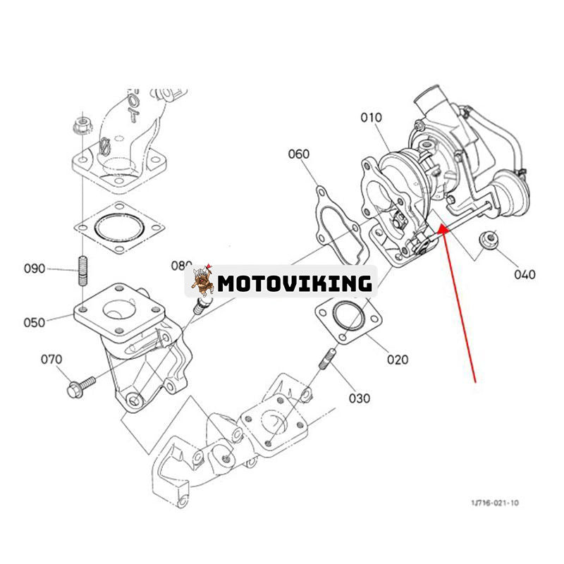 Turboladdare 1J716-17010 för Kubota Loader SVL65-2 SVL65-2C