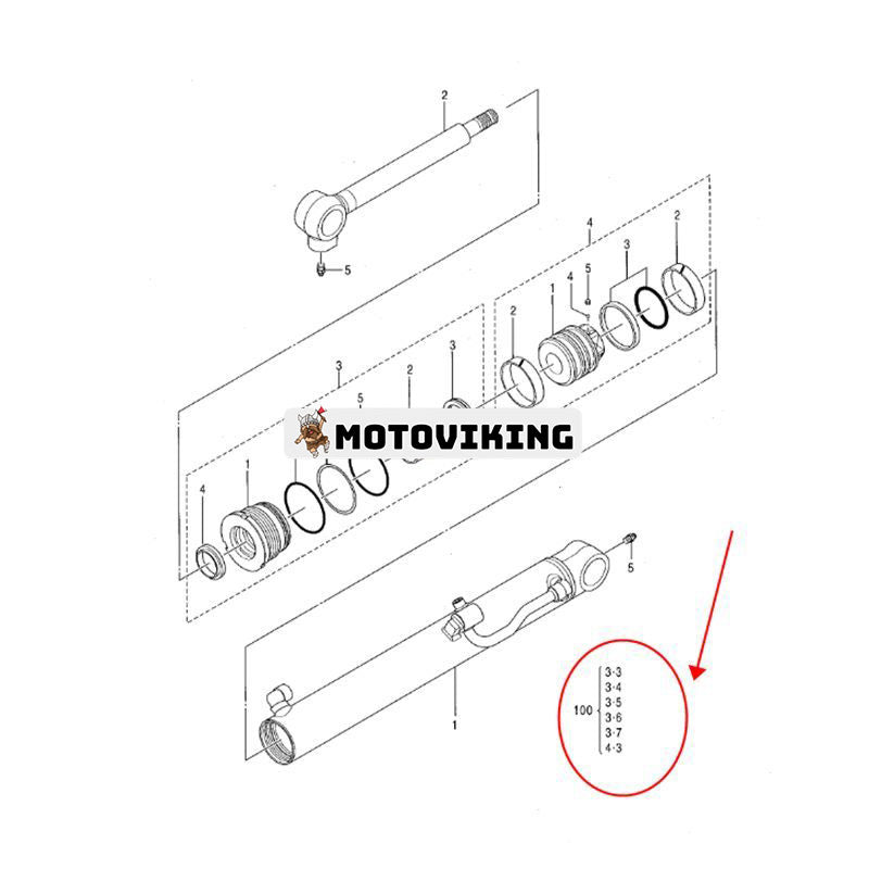Armcylindertätningssats 0800299 för Hitachi grävmaskin EX17U