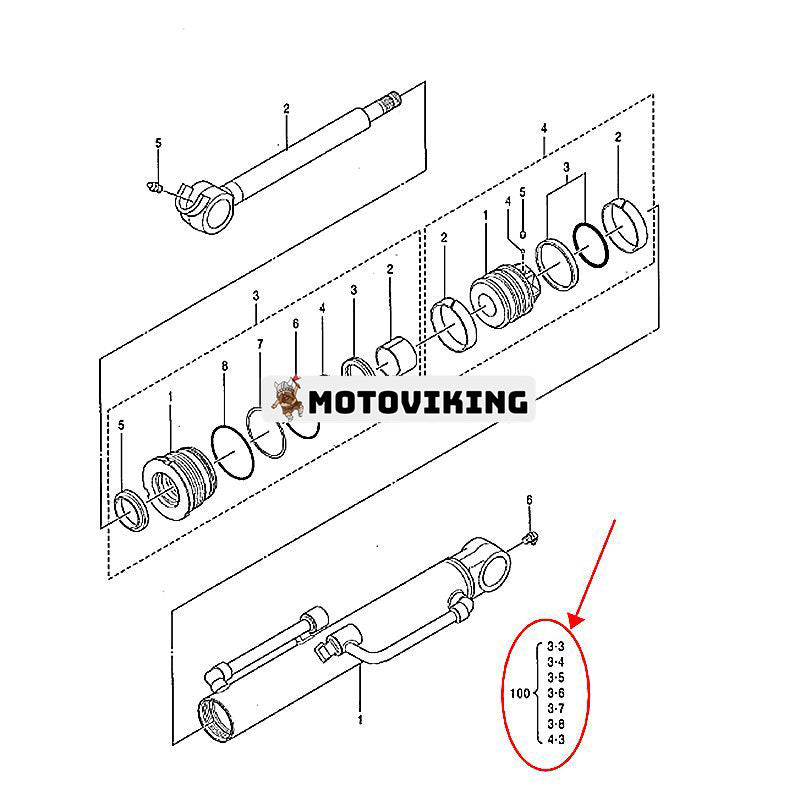 Skopcylindertätningssats 0815804 för Hitachi grävmaskin EX17U EX17UNA