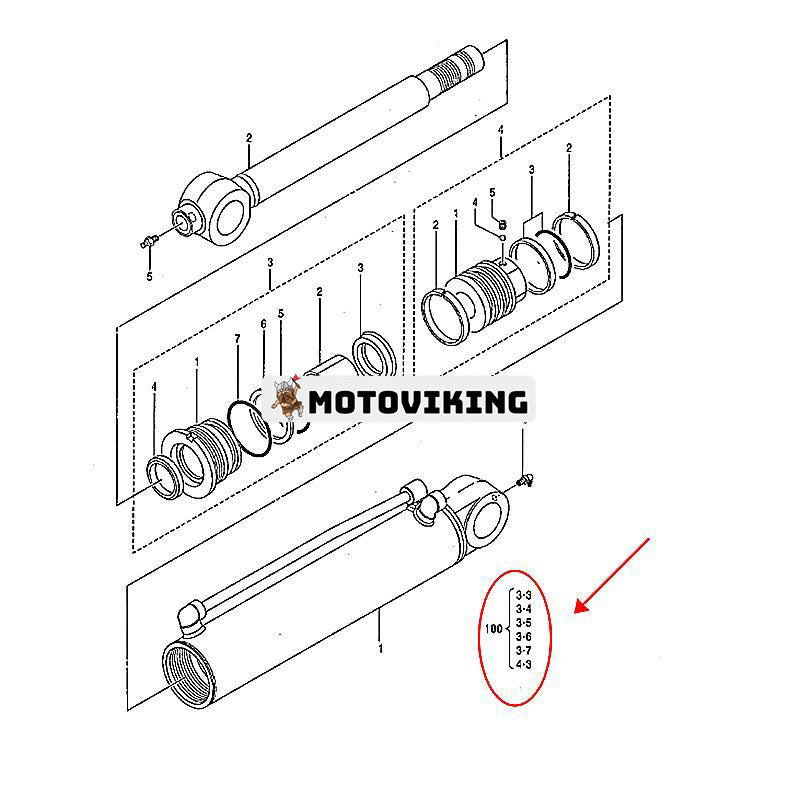 Skopcylindertätningssats 0744105 för Hitachi EX27U EX27UNA ZX27U ZAXIS27U John Deere 27C 27ZTS grävmaskin