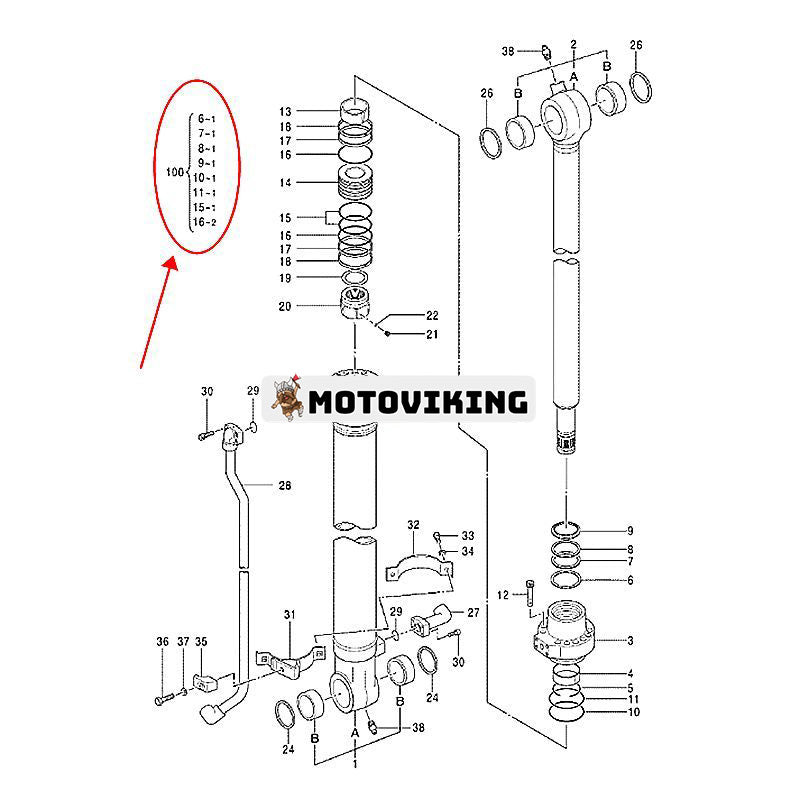 Skopcylindertätningssats 4654423 för Hitachi grävmaskin IZX200 ZX210H-3G ZX210K-3G ZX210W ZX225US ZX225USRK ZX240-AMS ZX360W-3