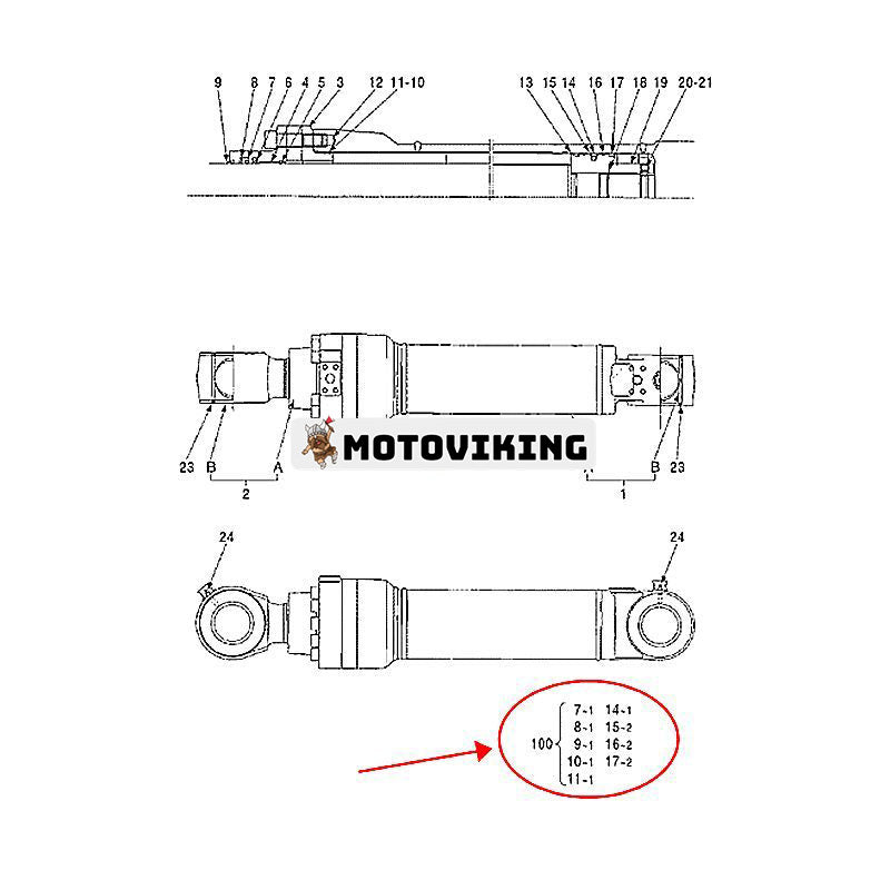 Skopcylindertätningssats 4660570 för Hitachi grävmaskin ZX450 ZX330-3G ZX350H-3 ZX350K-3G ZX360H-3G ZX480MT ZAXIS450LC ZX500LC-3