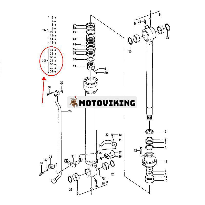 Skopcylindertätningssats 0667112 för Hitachi grävmaskin EX100-5 EX120-5 EX125WD-5 EX130H-5 EX135UR ZX120-3 ZX125US ZX125W ZX135UR