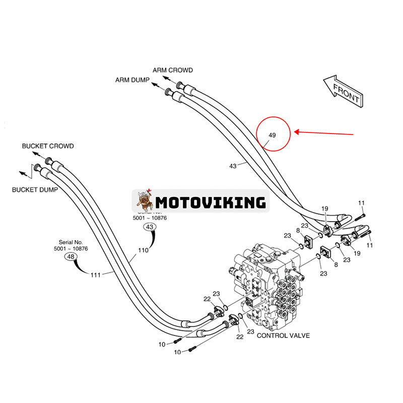 Högtrycksslang DS2040412 för Doosan Daewoo Komatsu grävmaskin DX300LC DX300LL