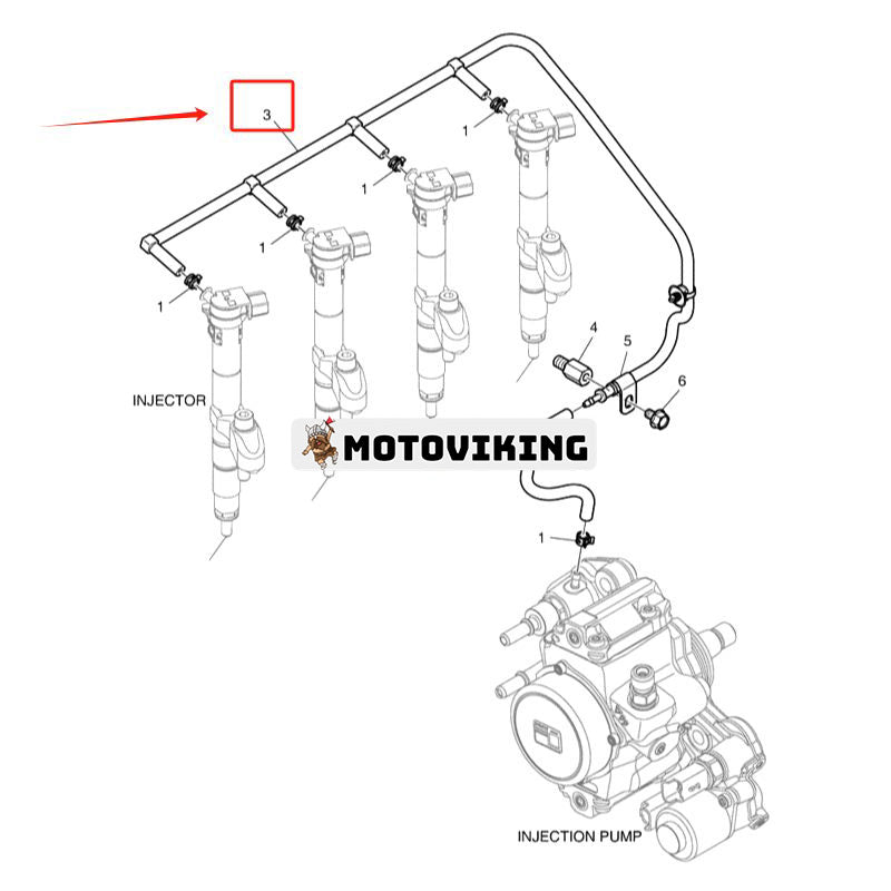 Bränsleslang 420103-00115D för Doosan grävmaskin DX57W-5 E57W