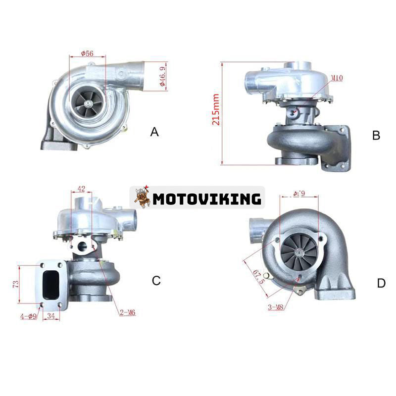 Turbo RHB6 Turboladdare 121423-18010 för Yanmar Engine 3T84 3T90T