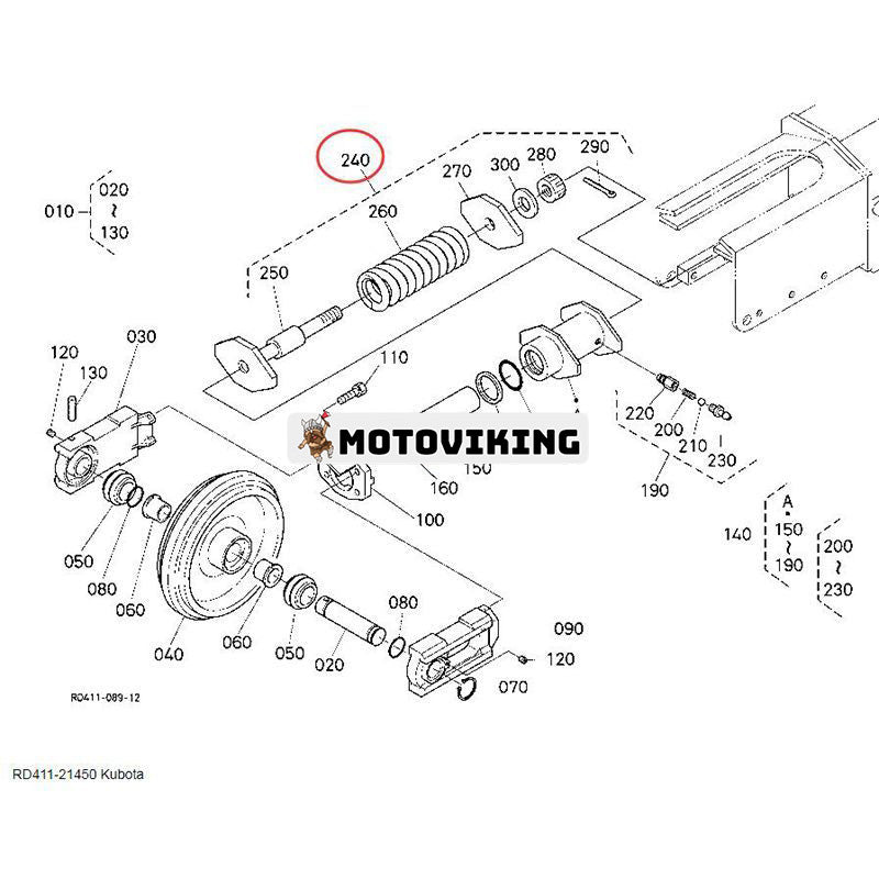 Spänncylinderenhet RD411-21450 RD411-21400 för Kubota grävmaskin KX161-3 KX161-3S KX161-3SCA U45-3 U45-3S
