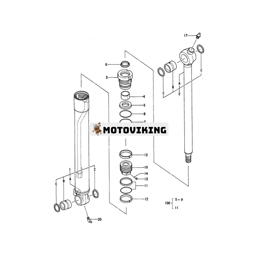 För Hitachi Grävmaskin ZX55UR Skopa Cylindertätningssats 4340253