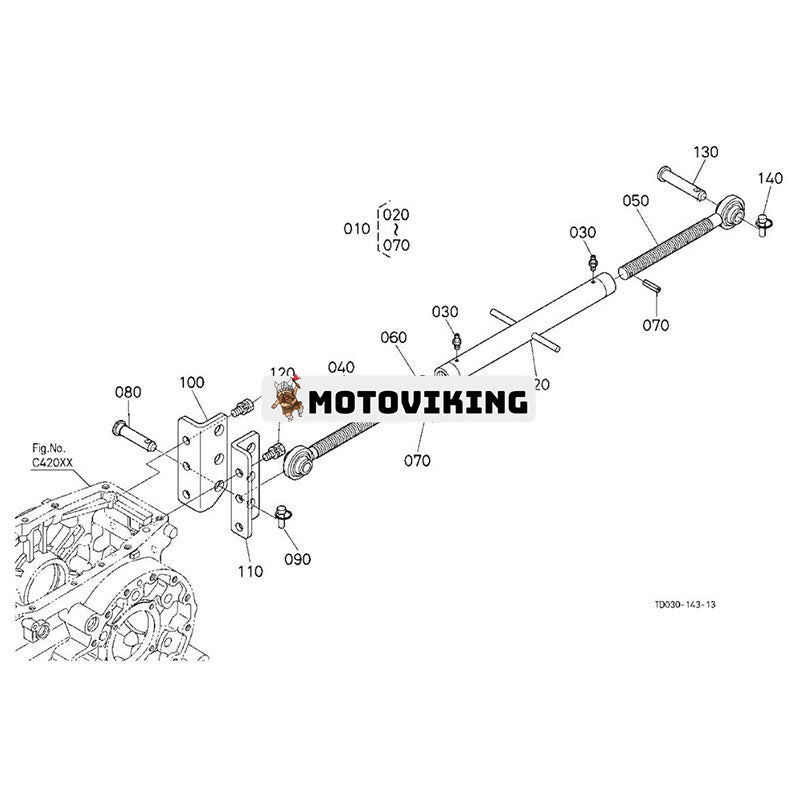 Topplänksenhet TD050-71100 för Kubota traktor L3130DT L3240DT L3430DT L3540HST L3560DT L3830DT L4060DT L4300DT L4400F L4760HSTC
