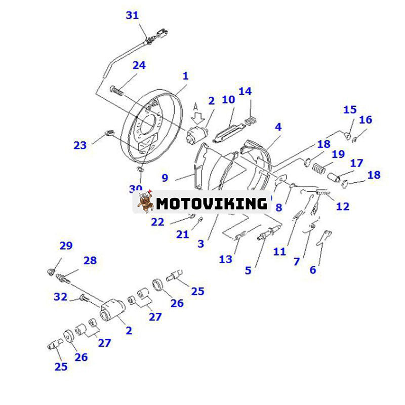 Hjulcylinder 3EC-30-33110 för Komatsu FD40ZT-7 FD32T-16 FD35AT-16 FD40ZT-8 FD40ZT2-7 FD40ZT2-8 FG32HT-16 FG32T-16