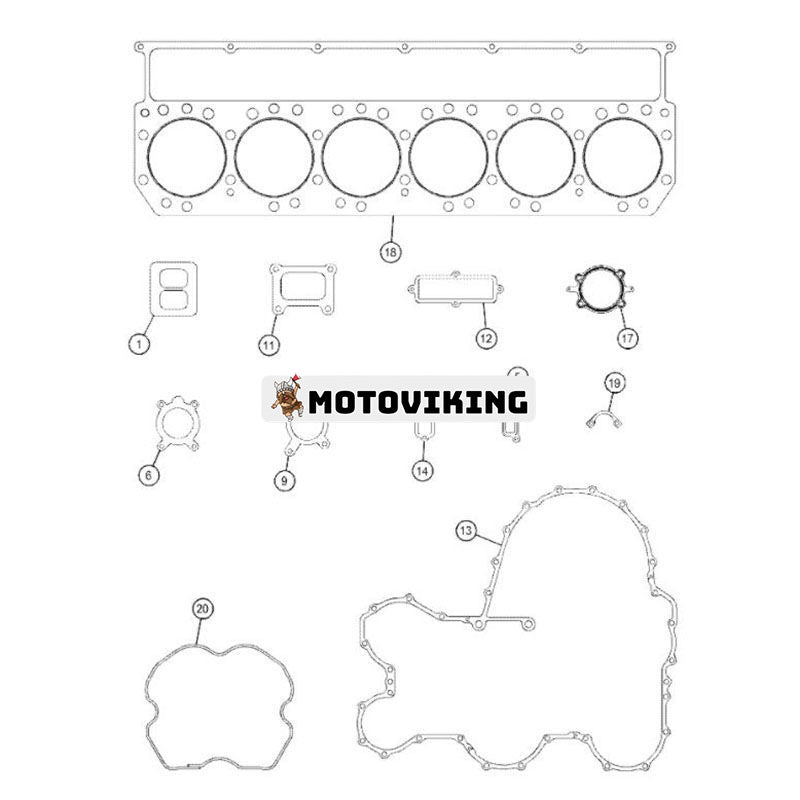 Topplockspackning 1193790 för Caterpillar Engine 3176 3176B Challenger CAT 75C 85C 85D