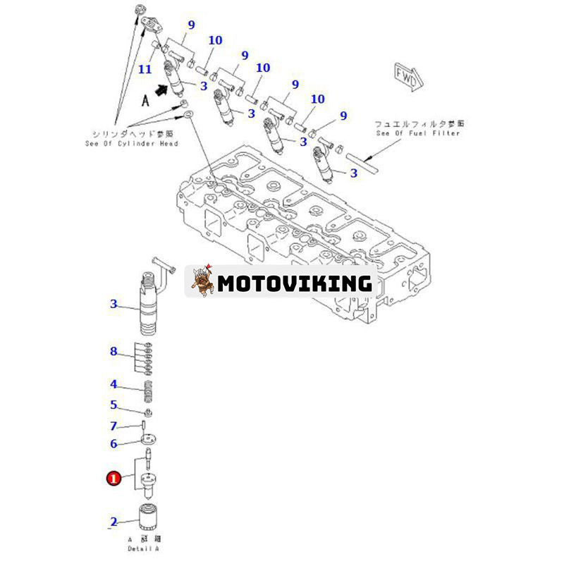4 ST Injektormunstycke YM129902-53000 för Komatsu Engine 4D94E-1A 4D98E-1C Hjullastare WA65-3 WA65PT-3 WA75-3