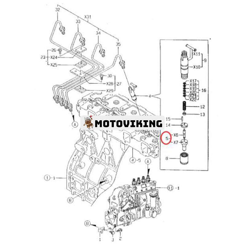 4 ST Injektormunstycke 129902-53000 för Yanmar Engine 4TNE94 4TNE98 Hyundai Grävmaskin R55-3 R55W-3