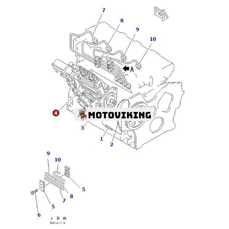 Bränsleinsprutningspump YM729430-51380 för Komatsu Engine 4D88E-3F