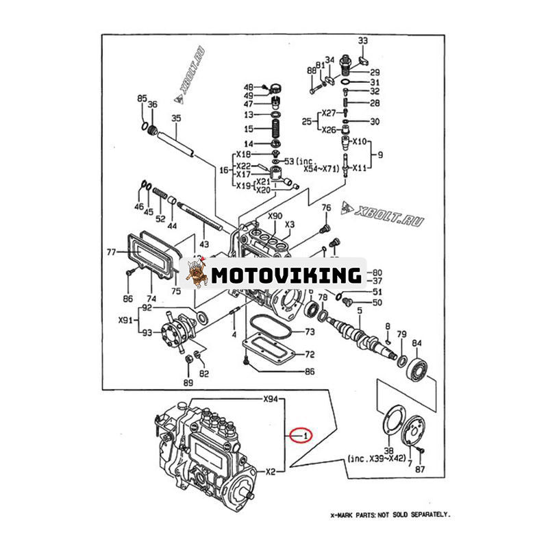 Bränsleinsprutningspump 729420-51380 för Yanmar Engine 4TNE84-MS