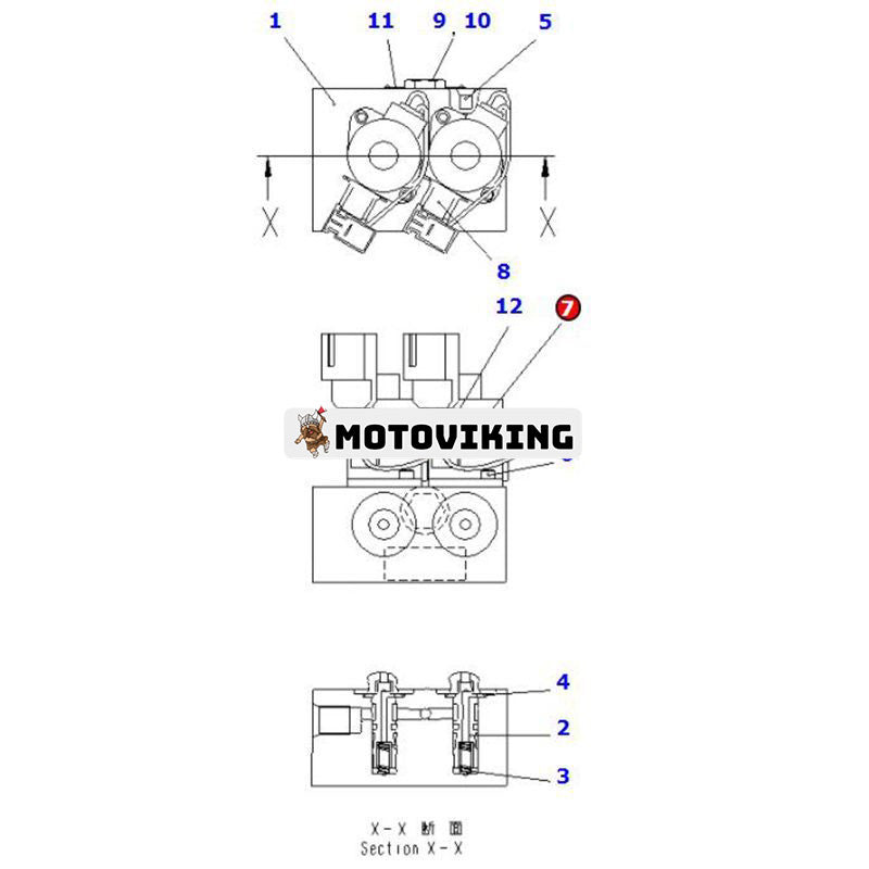 Magnetventil UC1100536972 för Komatsu grävmaskin PC27MR-1 PC30UU-3 PC30MRX-1 PC30MR-1