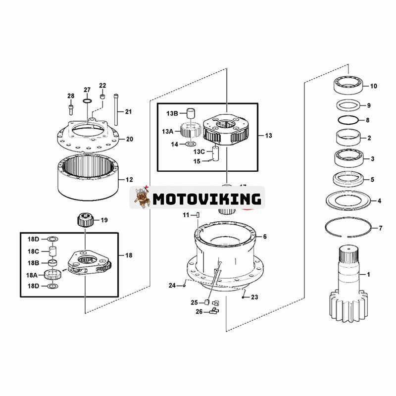 Svängväxellåda VOE14622913 för Volvo Grävmaskin EC350E EC380D EC380EHR