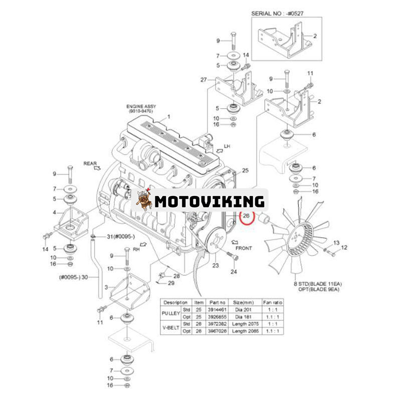 Kilrem 3972382 för Hyundai Grävmaskin R360LC-7A R380LC-9 R430LC-9