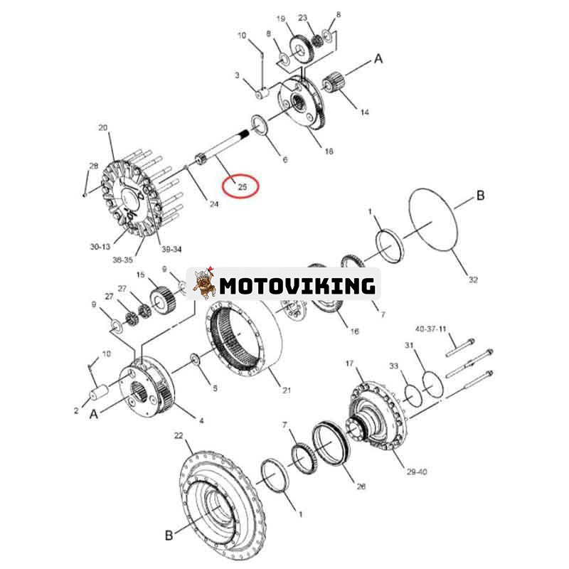 Sun Gear 322-0304 för Caterpillar CAT traktor D3K XL D3K2 LGP D4K XL D4K2 XL D5K LGP D5K2 XL