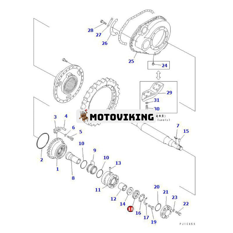 Mutter 154-27-12412 för Komatsu schaktare D85A-21 D85A-18 D80A-18 D80E-18 D70-LE D70LE-8 D75A-1 D60P-8 D65P-8 D65P-7 D65A-8