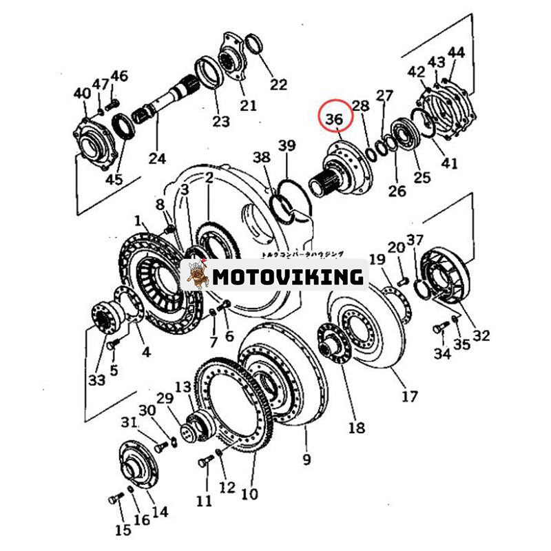 Omvandlaraxel 154-13-52520 för Komatsu schaktare D85A-21 D85A-21A D85P-21 D85C-21 D85E-21 D85P-21A