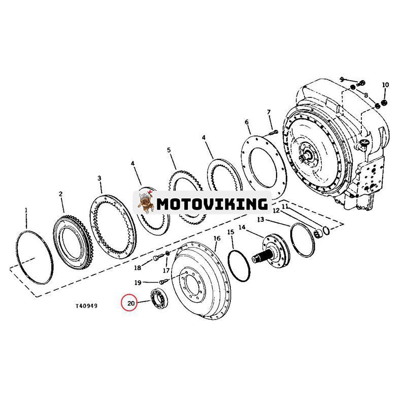Kullager JD9346 för John Deere 340D 440 448D 2204 4010 4555 4960 5105 5625 6140J 7830 8100 8330 8450 9400T 9420T
