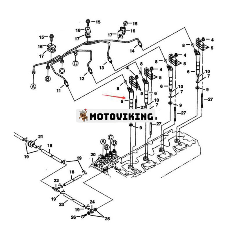Bränsleinsprutare 6685854 för Kubota Engine V3300 DI T Bobcat AL440 WL440 T2250 V417 A300 S220 S250 S300 T250 T300