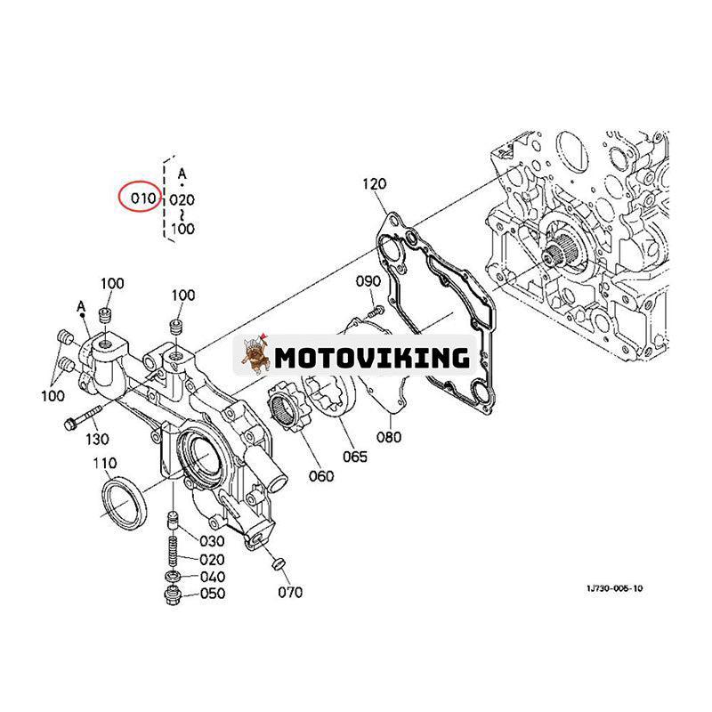 Frontkåpaenhet 1J730-04222 1J730-04225 för Kubota Engine V2607 Grävmaskin U48 U55 KX057 Hjullastare R065