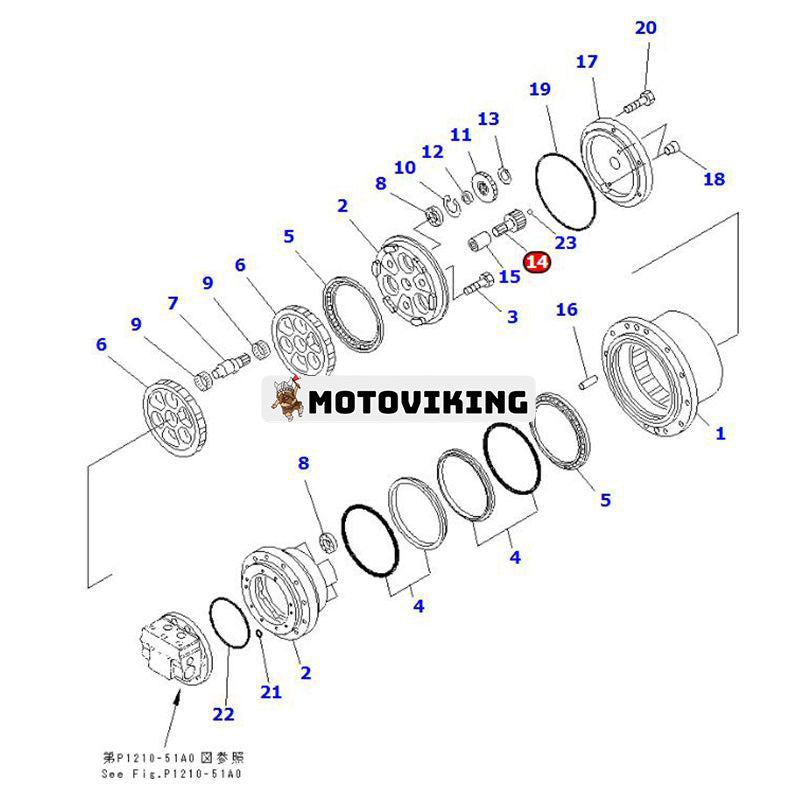 Ingångsväxel TZ263B1006-01 för Komatsu grävmaskin PC128UU-1