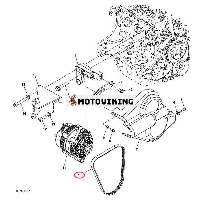 OEM kilrem MIU13962 för Yanmar Engine 3TNV70 John Deere 4X4 XUV590i XUV825E XUV825M S4 XUV835E
