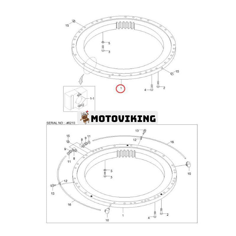 Svänglager 81N6-01051BG för Hyundai Grävmaskin R215LC7 RD210-7 RD220-7
