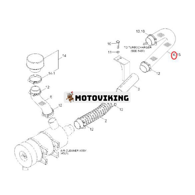 Luftintagsslang 11EM-22020 för Hyundai grävmaskin R210LC-3 R210LC-3_LL