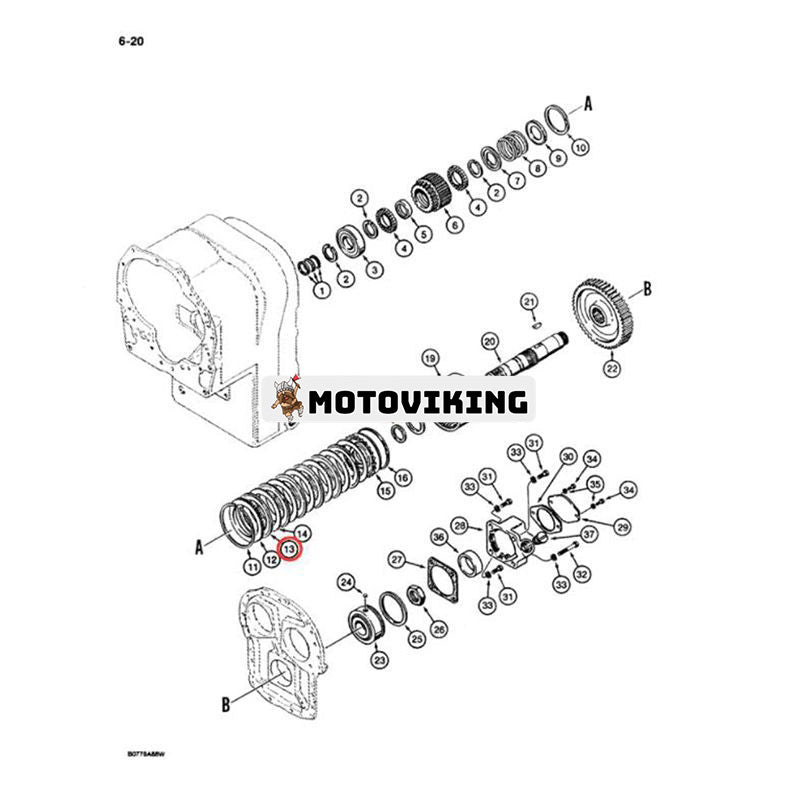 Friktionskoppling D55252 A17920 för CASE Loader W10B W10C W10E W7 W7E W8B