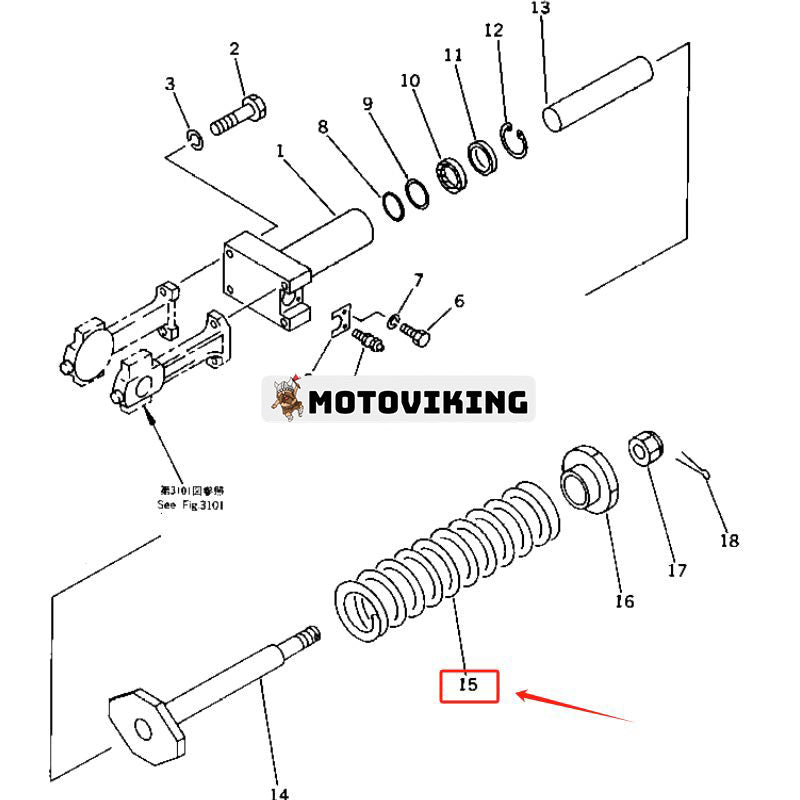 Rekylfjäder 20T-30-31210 för Komatsu Grävmaskin PC40 PC45 PC40R PC40T PC38UU PC50UD PC50UG PC50UU