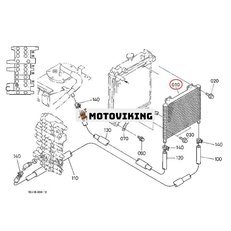 Hydraulisk oljekylare RC418-64060 för Kubota grävmaskin KX91-3 KX033-4 U35-4 U35-S2