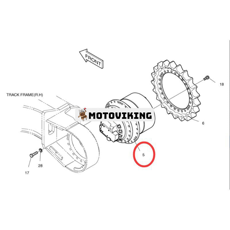 Reseväxellåda med motor K1011413A för Komatsu Doosan Daewoo grävmaskin DX255LC